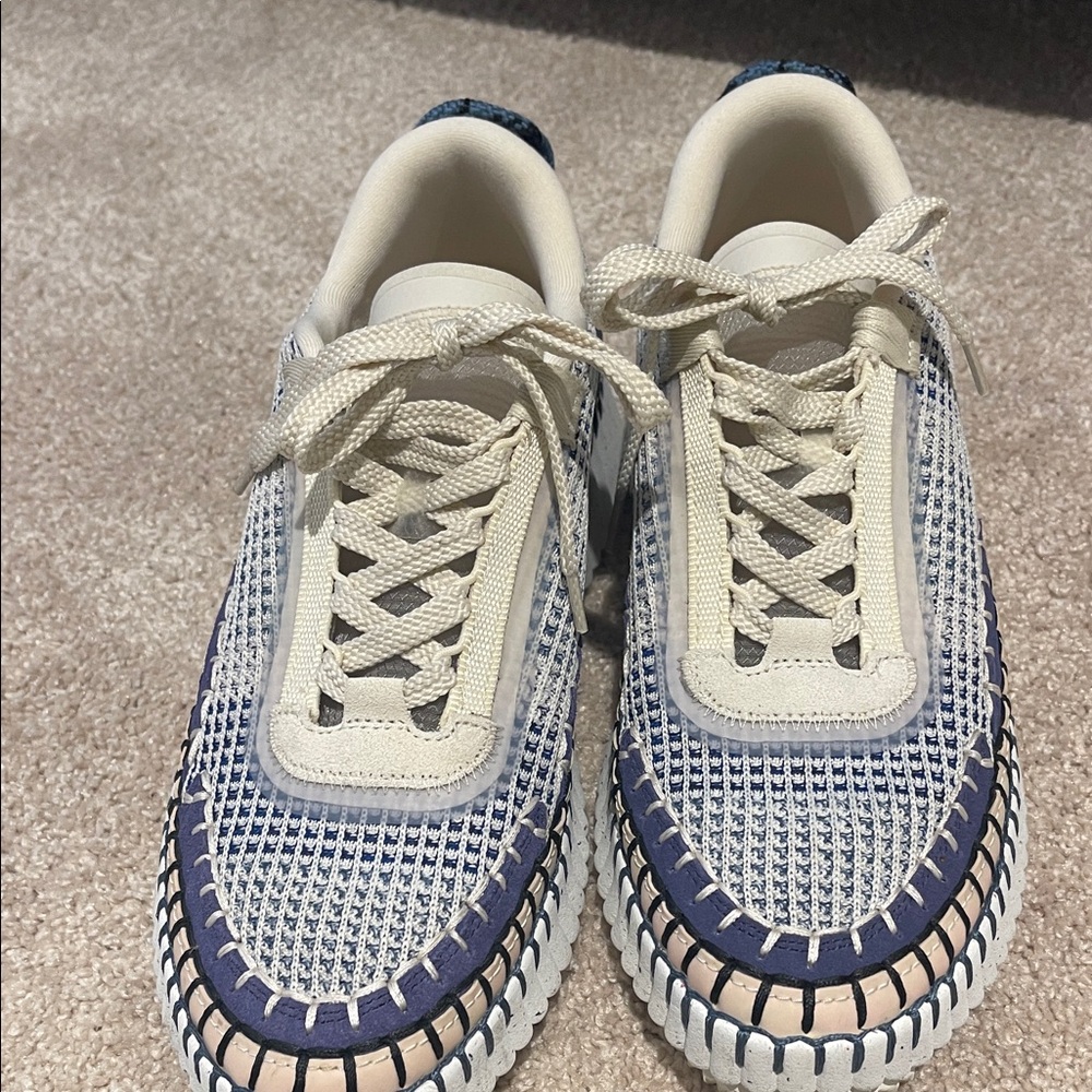 Chloe Blue and Cream Women's Sneakers